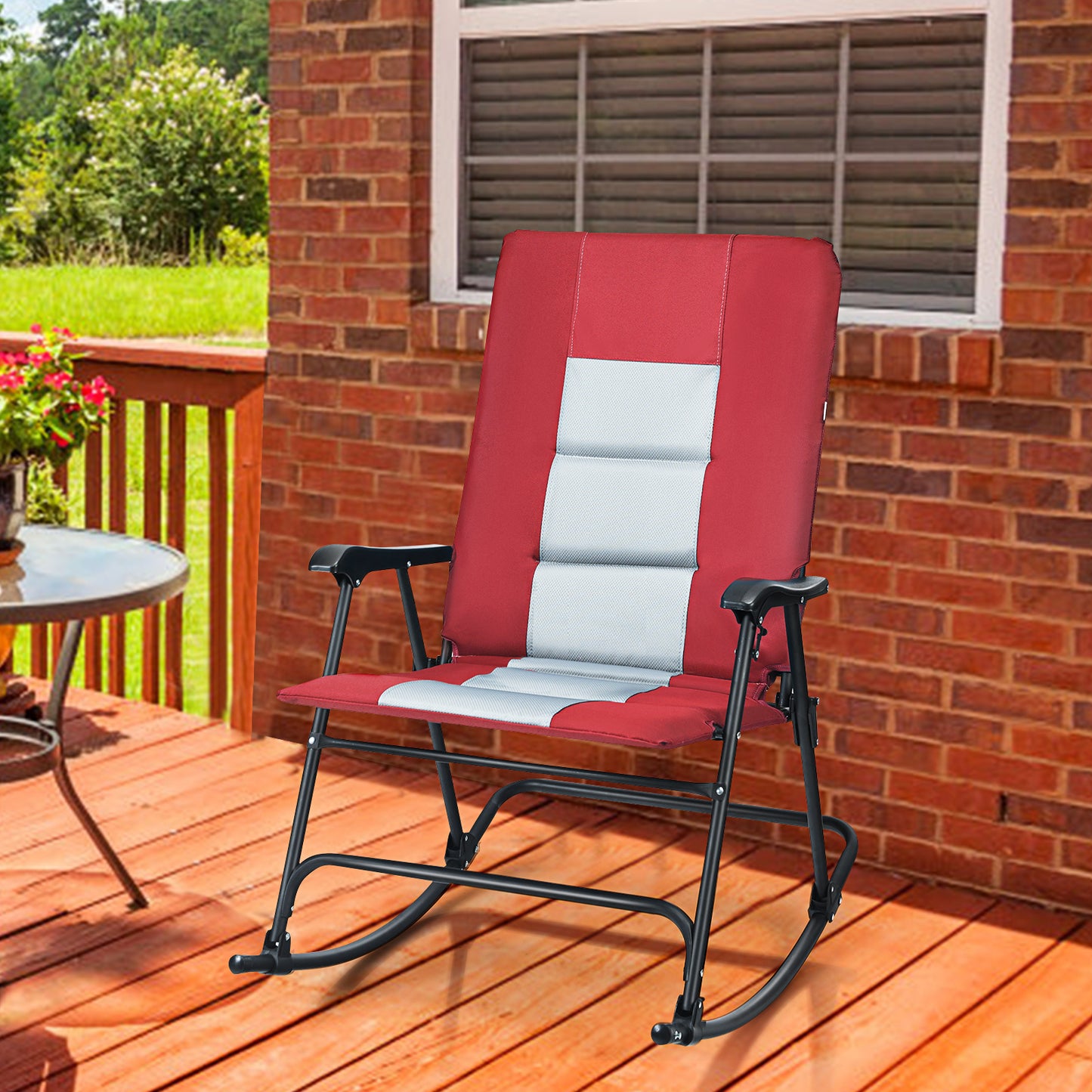 Topbuy 1PC/2PCS Foldable Rocking Chair Enlarged Rocker Chair with Cotton Clip Blue/Red