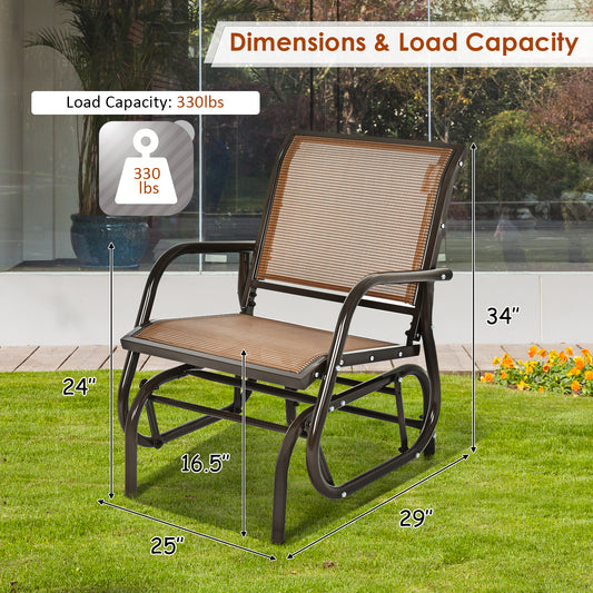 Topbuy 1PC/2PCS Outdoor Single Glider Chair Rocking Seating Lounging Chair with Armrest Brown/Grey