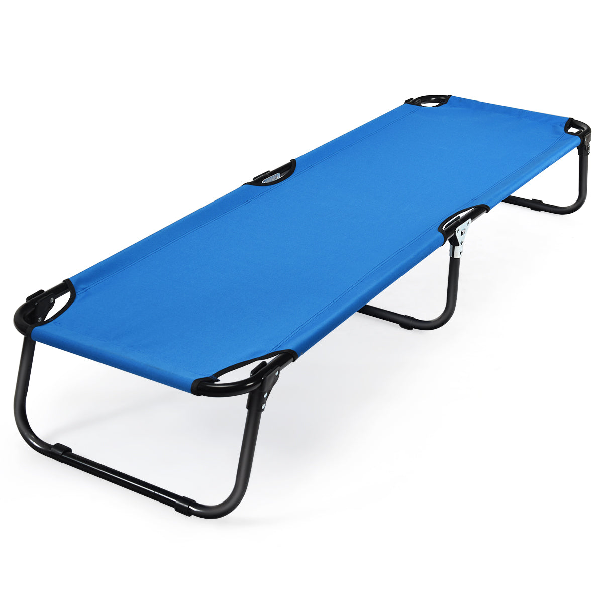 Patiojoy Outdoor Camping Cot Folding Camping Bed Sleeping Bed for Kids & Adult Blue/Grey