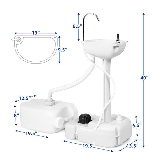 Topbuy Portable Hand Sink Water Tank Freestanding Hand Wash Station Basin Stand