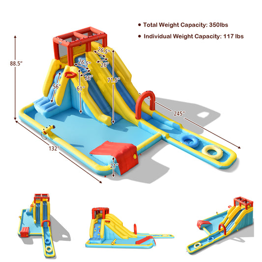 Topbuy Inflatable Water Slide Castle House Water Gun & Climbing Wall with 950W Blower