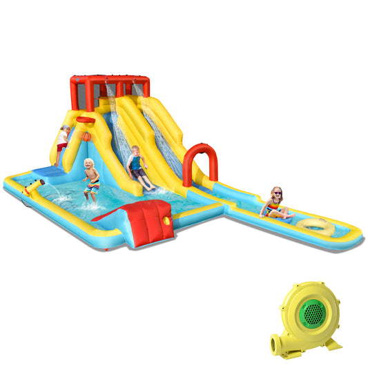 Topbuy Inflatable Water Slide Castle House Water Gun & Climbing Wall with 950W Blower