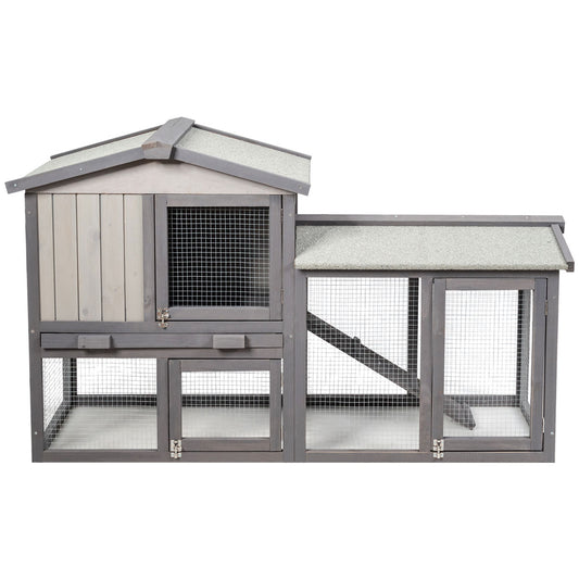 Topbuy 2-Tier Wooden Chicken Coop Bunny Cage Large Rabbit Hutch with Removable & Ramp