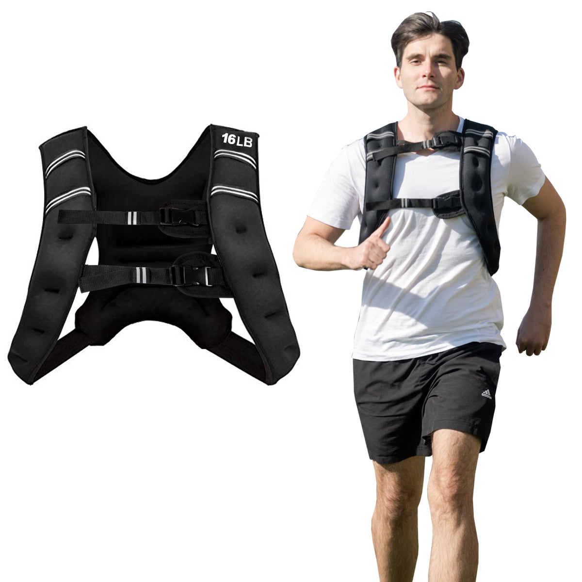 Topbuy 16LBS Weighted Vest Workout Vest with Adjustable Buckle & Reflective Strip