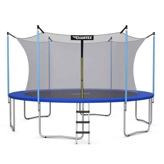 Topbuy 12 FT Trampoline Combo Bounce Jump Safety Enclosure Net W/ Spring Pad Ladder