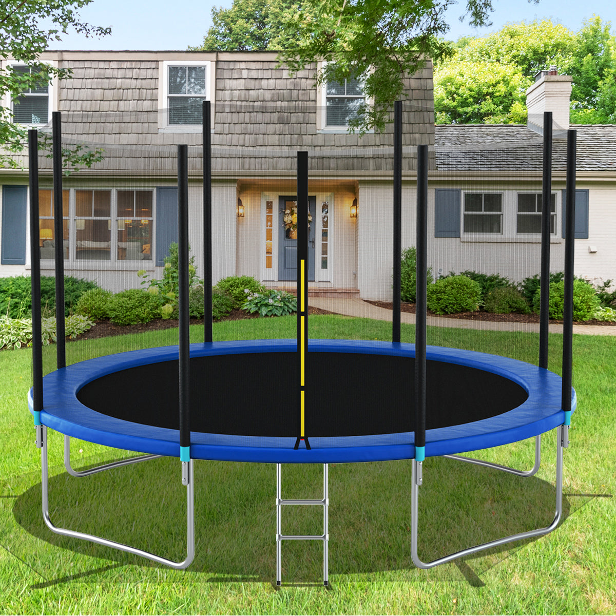 Topbuy 12/14/15/16FT Enclosure Net Trampoline Replacement Safety Net with Zipper & Buckle