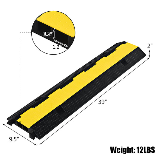 Topbuy 2 Channel Rubber Floor Cable Protectors Wire Cover Ramp with Flip-Open Top