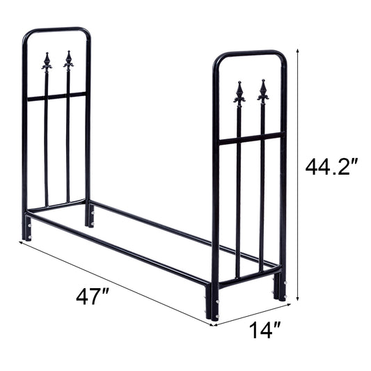 Topbuy 4 Feet Outdoor Firewood Storage Holder Heavy Duty Steel