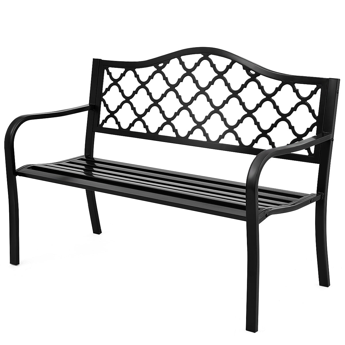 Patiojoy Outdoor Chair Garden Patio Bench Cast Iron Frame Black