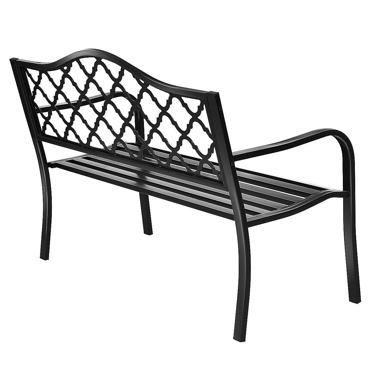 Patiojoy Outdoor Chair Garden Patio Bench Cast Iron Frame Black