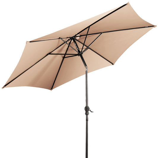 Topbuy Patio 9'Outdoor Steel Market Backyard Garden Patio Table Umbrella Beige/Red/Brown