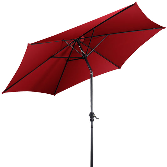 Topbuy Patio 9'Outdoor Steel Market Backyard Garden Patio Table Umbrella Beige/Red/Brown