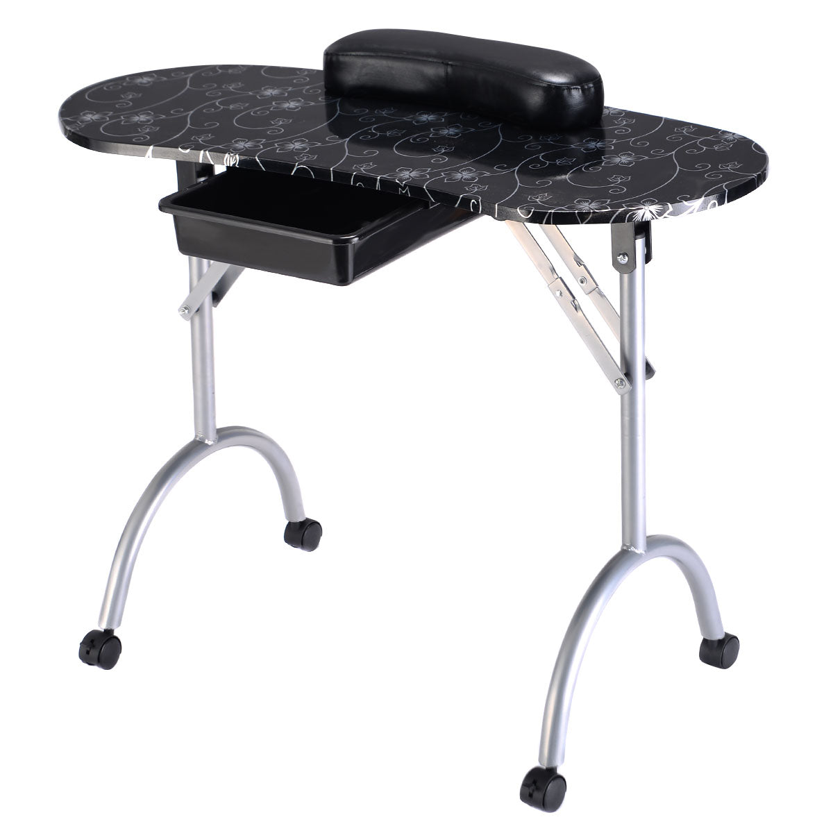 Topbuy Beauty Salon Equipment Manicure Nail Table Portable Black