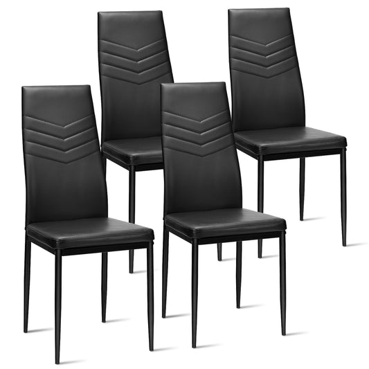 Topbuy Kitchen Set of 4 Dining Chair PVC Leather Metal Base High Back