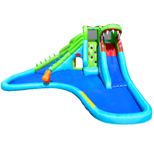 Topbuy Inflatable Splash Crocodile Water Slide Park Climbing Wall & Pool w/780W Blower