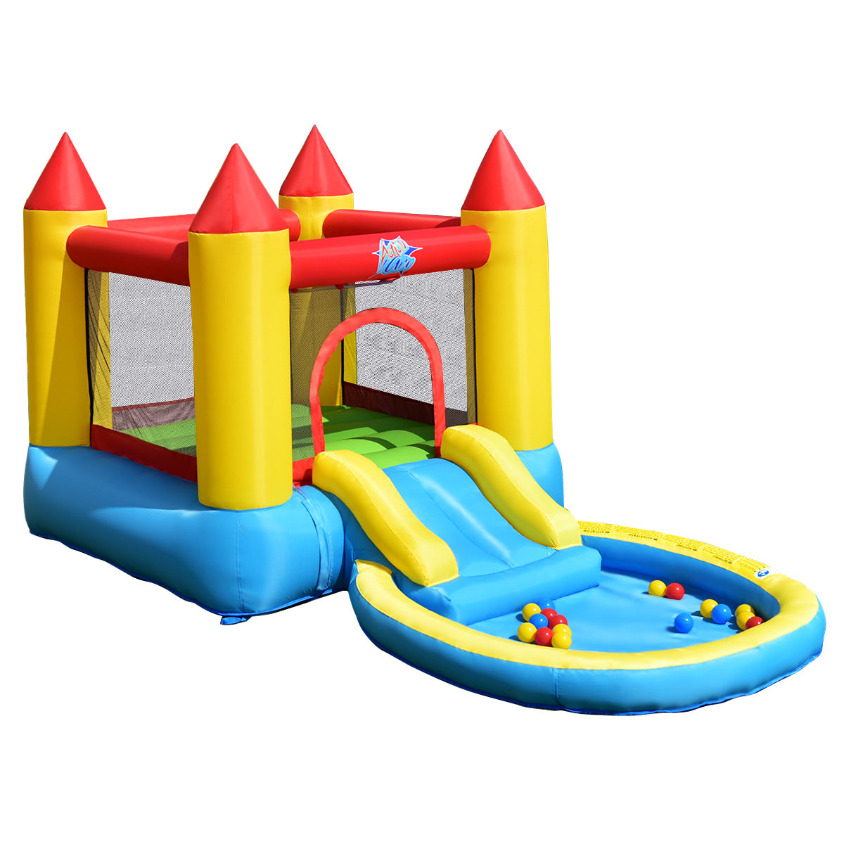 Topbuy Inflatable Bounce House Kids Slide Jumping Castle Pool w/Balls and 580W Blower