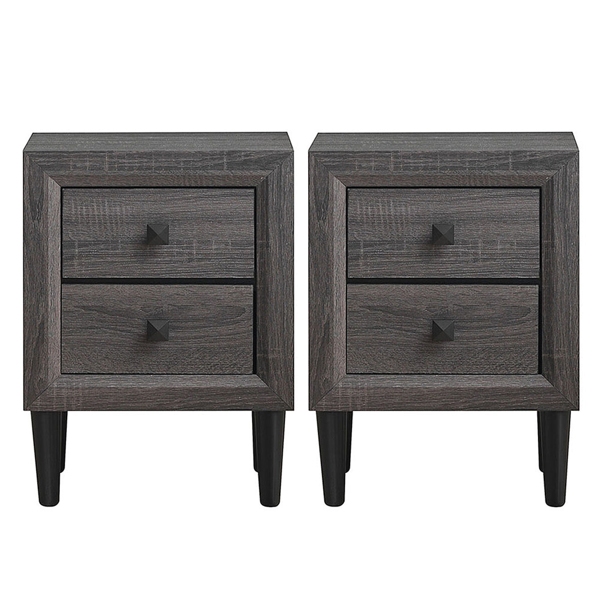 Topbuy 2PCS 2 Drawers Nightstand Bedside End Table Storage Display Bedroom