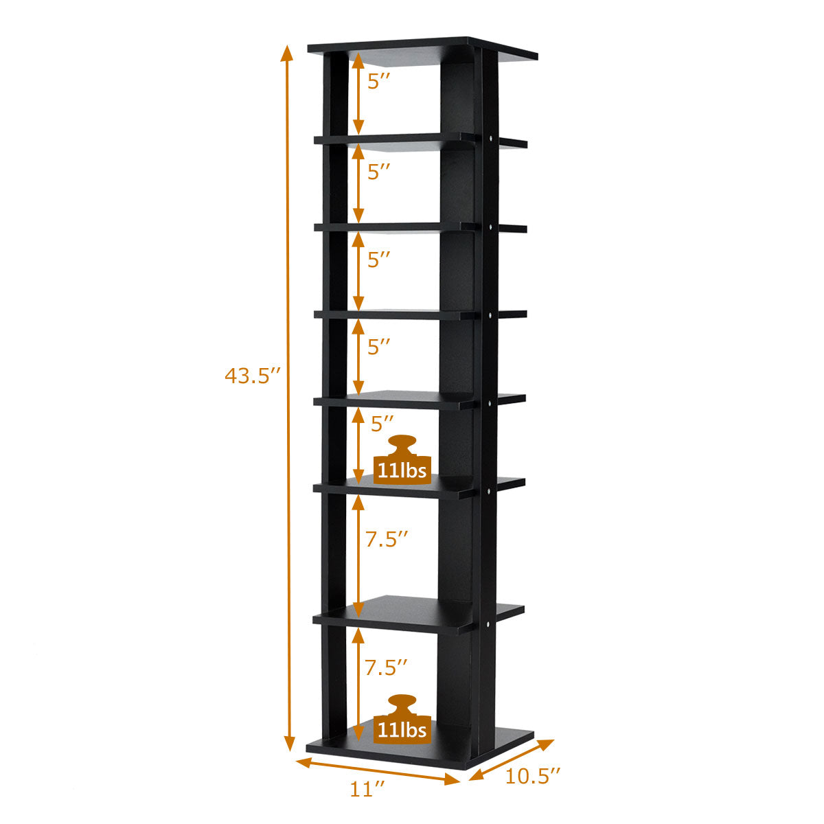 Topbuy 7-Tier Shoe Rack Free Standing Shelving Storage Organizer Compact Design Black