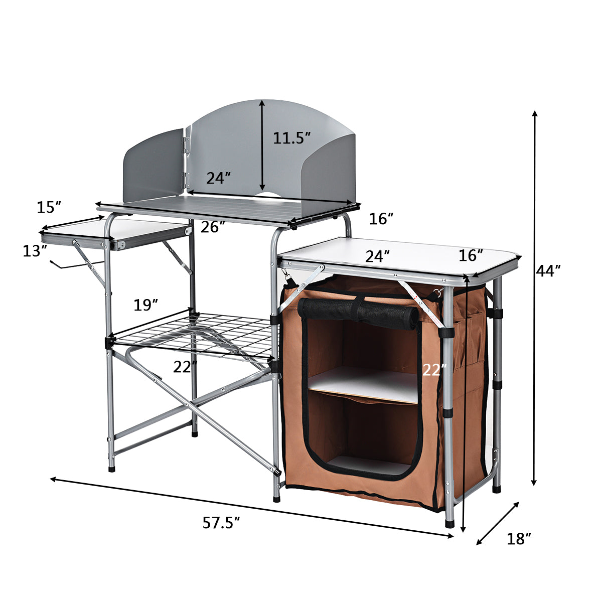 Topbuy Camping Folding Table Portable Outdoor BBQ Grill Stand w/Windscreen Bag