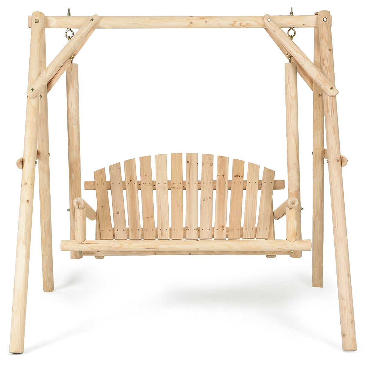 Topbuy Porch Swing Wooden Swing Durable Rustic Frame Patio Furniture