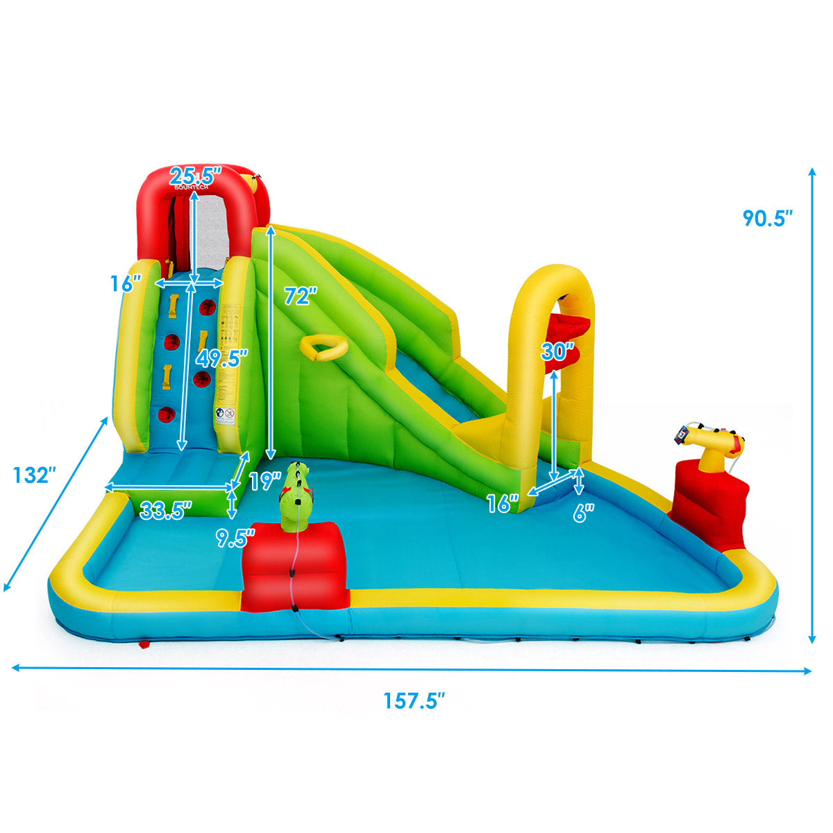 Topbuy Inflatable Splash Water Park Play Bounce House Bounce Slide Climbing Wall Without Blower