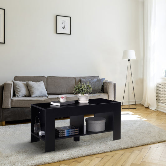 Topbuy Minimalist Style Tea Table Coffee Table With Open Storage Spaces Classic Black Color