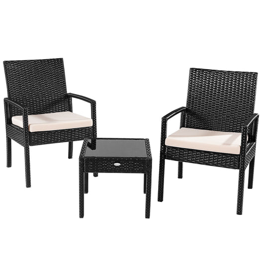 Patiojoy Cushioned Outdoor Wicker Rattan Chair Set Patio Furniture Backyard Seat