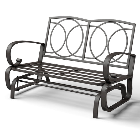 Topbuy Patio Loveseat Bench Steel Frame Furniture Rocking Bench With Cushions Outdoor