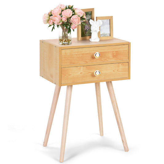 Topbuy Side End Table Nightstand 2 Drawers Bedroom Room Furniture