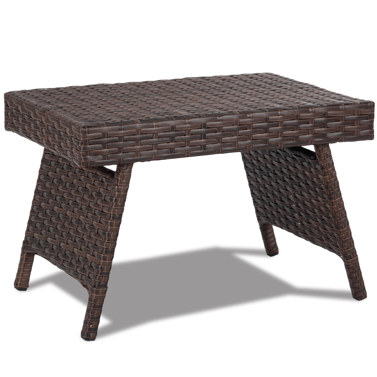 Patiojoy Brand New Folding PE Rattan Wicker Side Coffee Table Patio Garden Outdoor