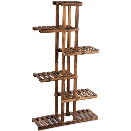 Topbuy 6 Tier Wooden Plant Flower Display Shelf Flower Pot Rack