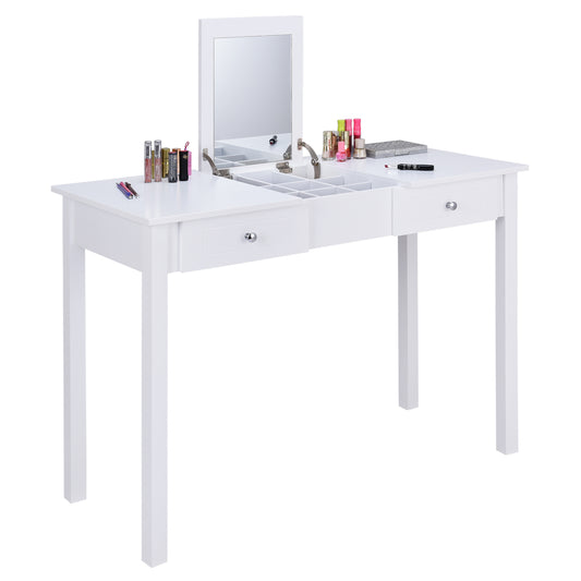 Topbuy Makeup Desk Flip Type Table Cosmetics Organizer w/ Square Dressing Mirror