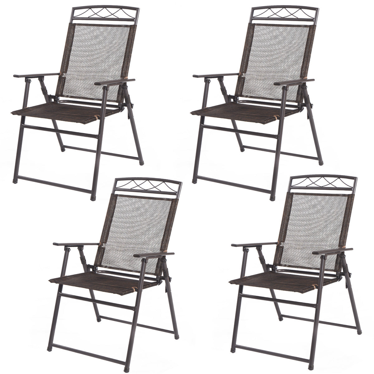 Topbuy 4PCS Folding Sling Chairs Patio Garden Pool