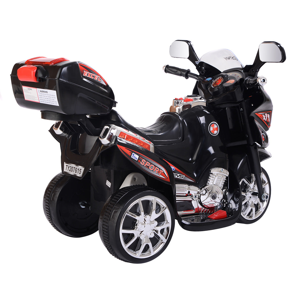 Topbuy 6V Battery Powered Motorcycle Kids Ride On 3 Wheels bicycle Black/Blue/Grey/Pink/Red