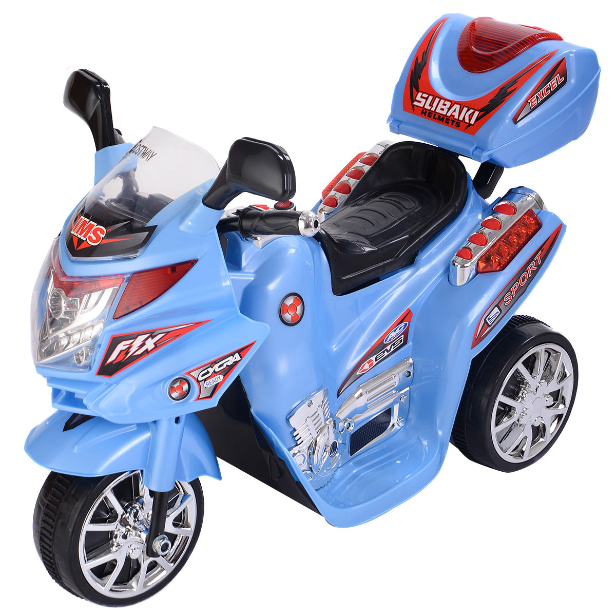 Topbuy 6V Battery Powered Motorcycle Kids Ride On 3 Wheels bicycle Black/Blue/Grey/Pink/Red