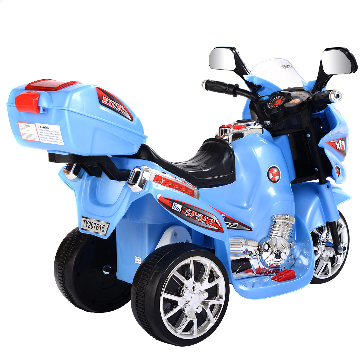 Topbuy 6V Battery Powered Motorcycle Kids Ride On 3 Wheels bicycle Black/Blue/Grey/Pink/Red