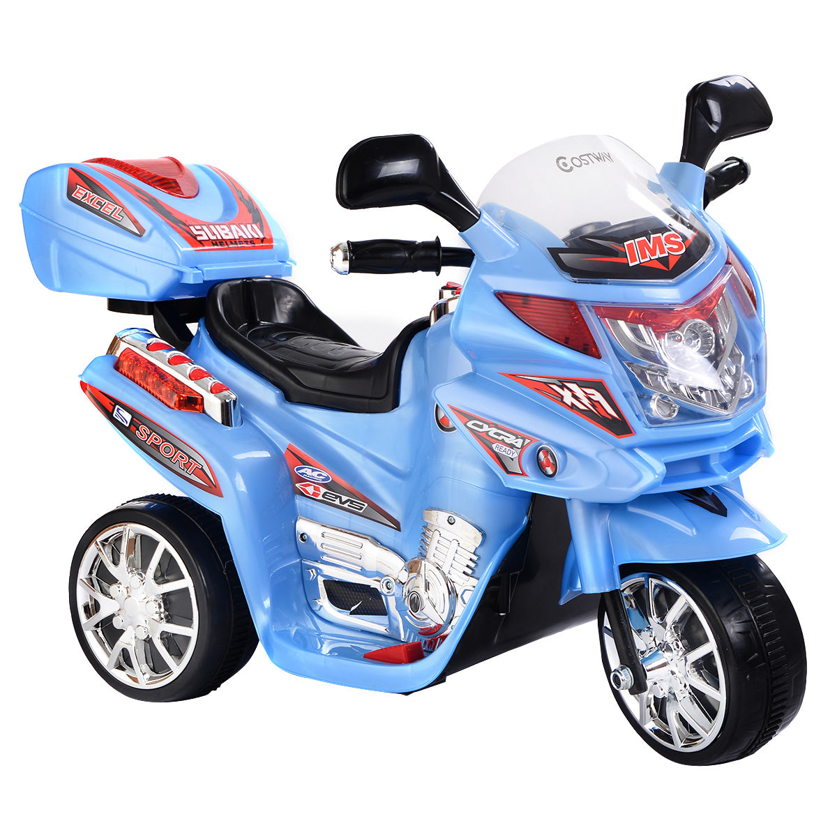 Topbuy 6V Battery Powered Motorcycle Kids Ride On 3 Wheels bicycle Black/Blue/Grey/Pink/Red