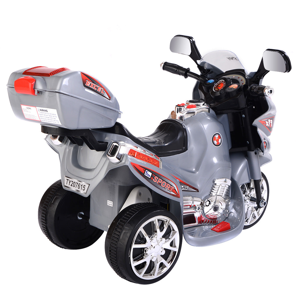 Topbuy 6V Battery Powered Motorcycle Kids Ride On 3 Wheels bicycle Black/Blue/Grey/Pink/Red