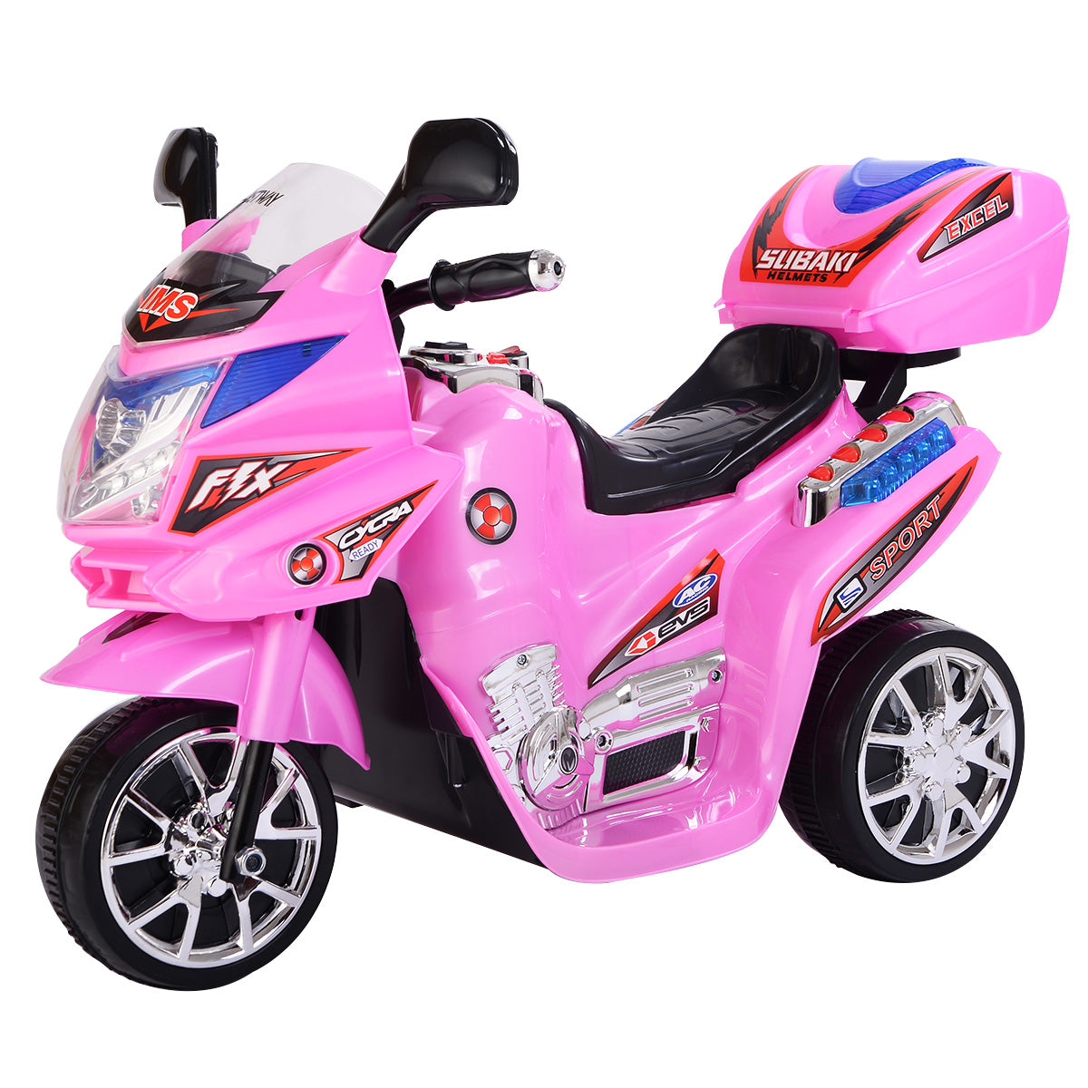 Topbuy 6V Battery Powered Motorcycle Kids Ride On 3 Wheels bicycle Black/Blue/Grey/Pink/Red