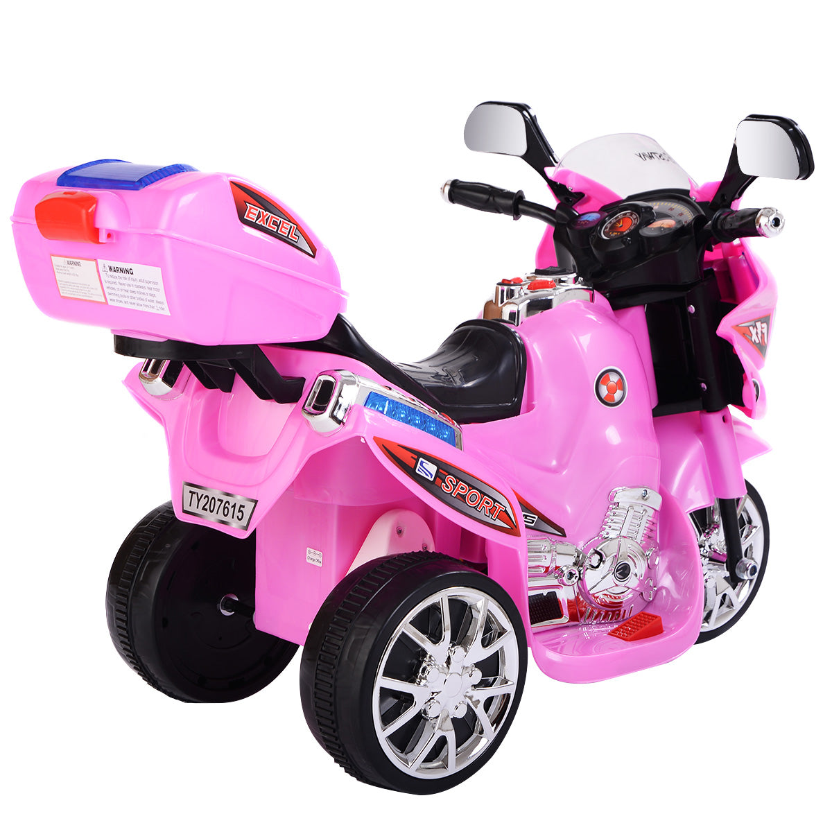 Topbuy 6V Battery Powered Motorcycle Kids Ride On 3 Wheels bicycle Black/Blue/Grey/Pink/Red