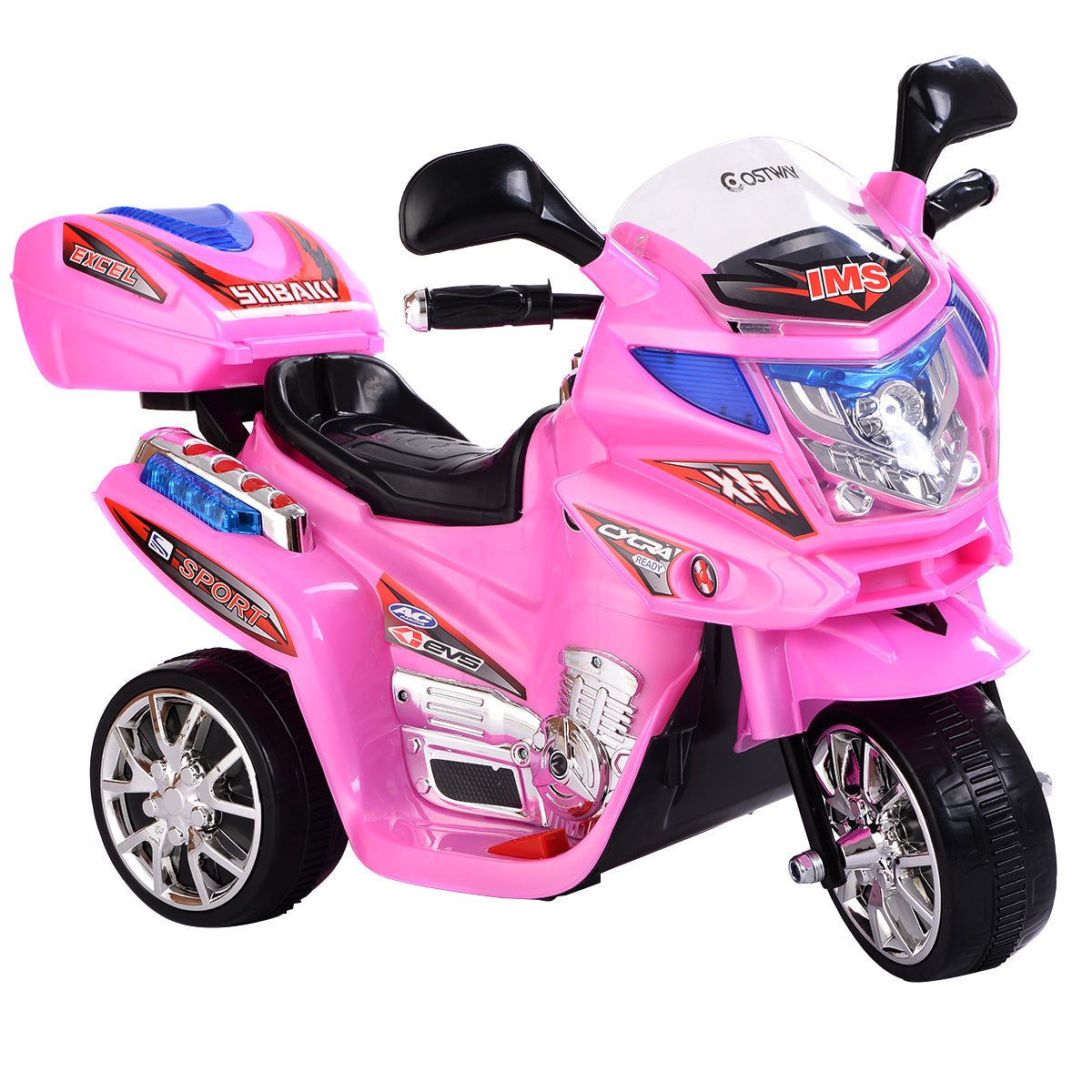 Topbuy 6V Battery Powered Motorcycle Kids Ride On 3 Wheels bicycle Black/Blue/Grey/Pink/Red