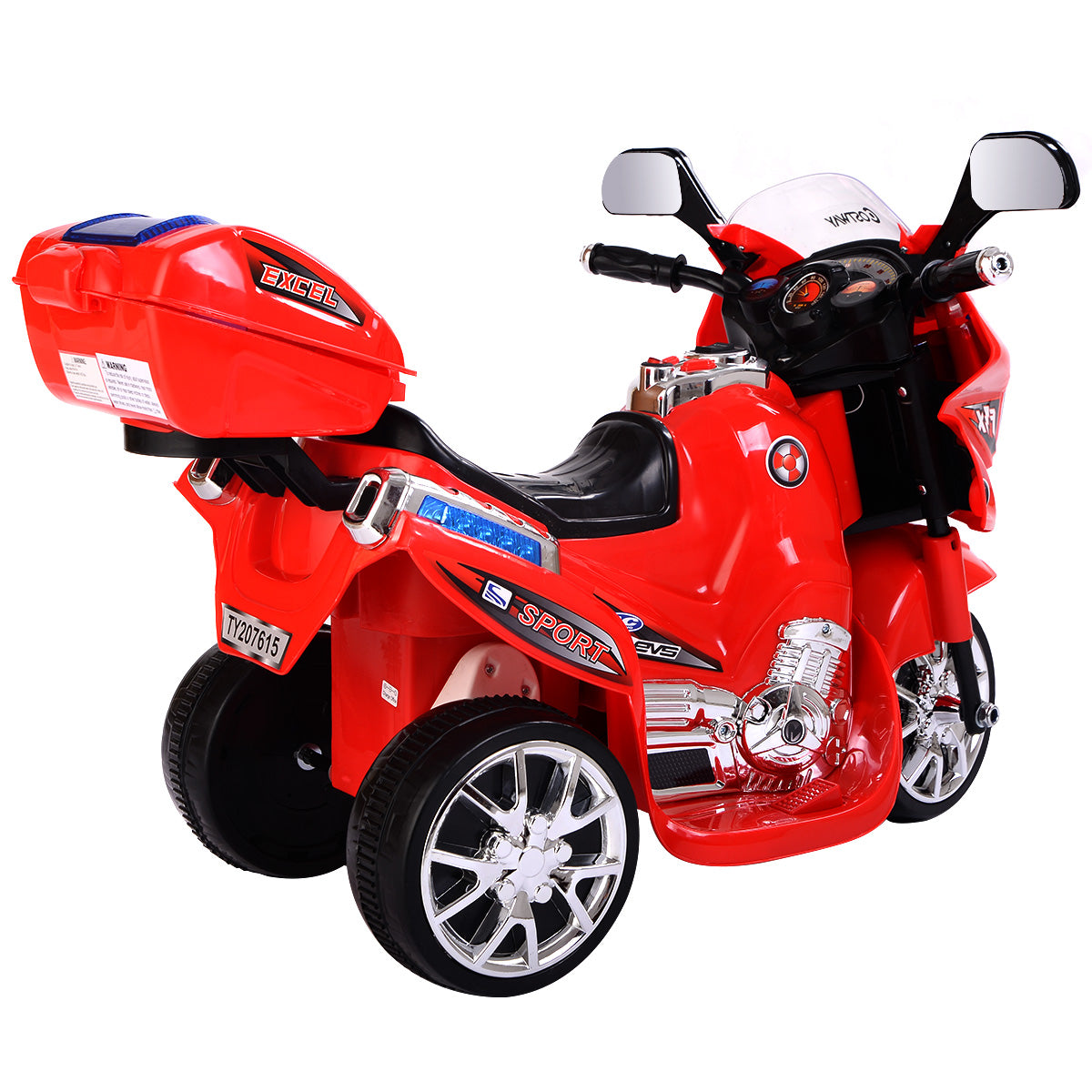 Topbuy 6V Battery Powered Motorcycle Kids Ride On 3 Wheels bicycle Black/Blue/Grey/Pink/Red