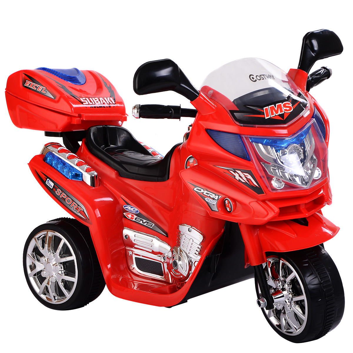 Topbuy 6V Battery Powered Motorcycle Kids Ride On 3 Wheels bicycle Black/Blue/Grey/Pink/Red