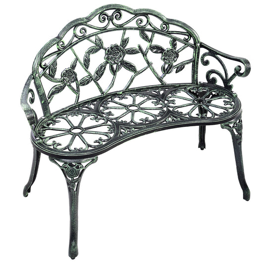 Topbuy Antique Aluminum Bench Patio Garden Chair Porch Cast for Outdoor Green