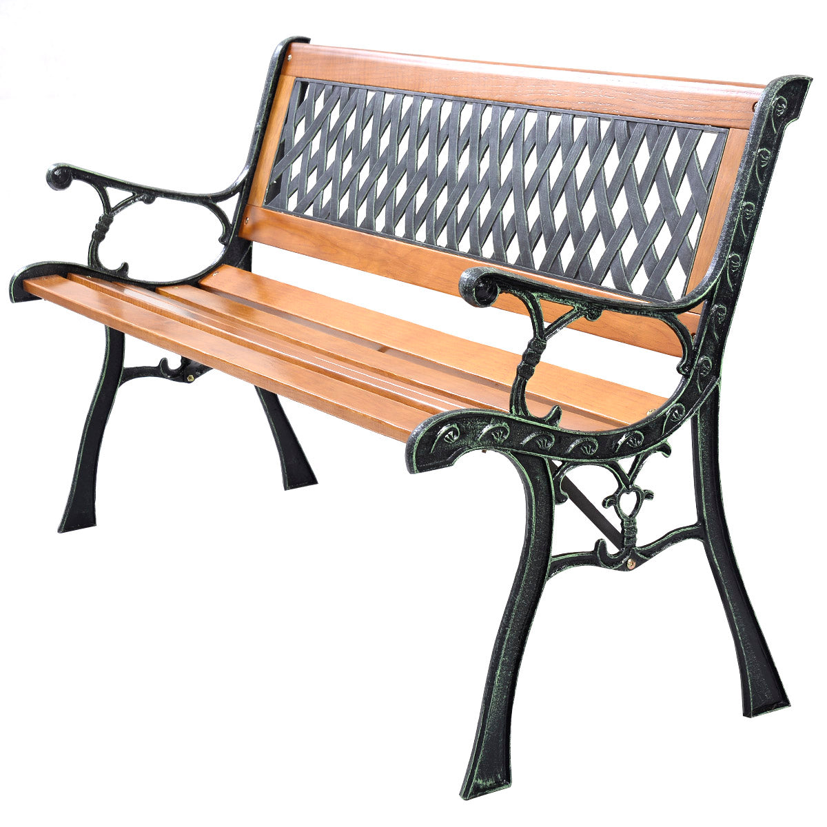 Topbuy Garden Metal Bench Porch Path Hardwood Chair for Patio Park  Outdoor Deck