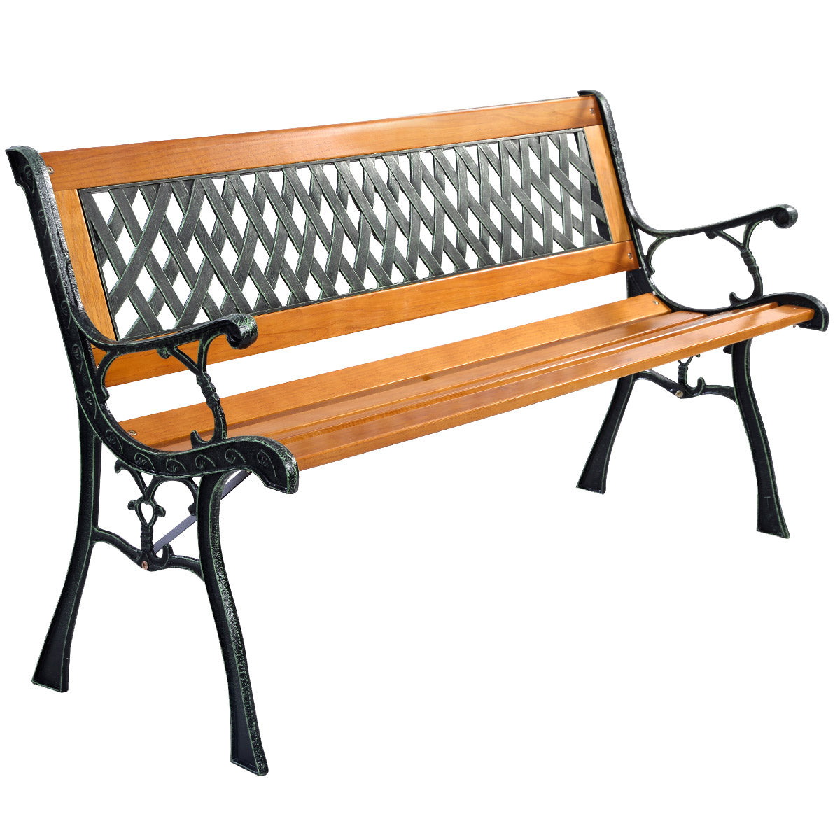 Topbuy Garden Metal Bench Porch Path Hardwood Chair for Patio Park  Outdoor Deck