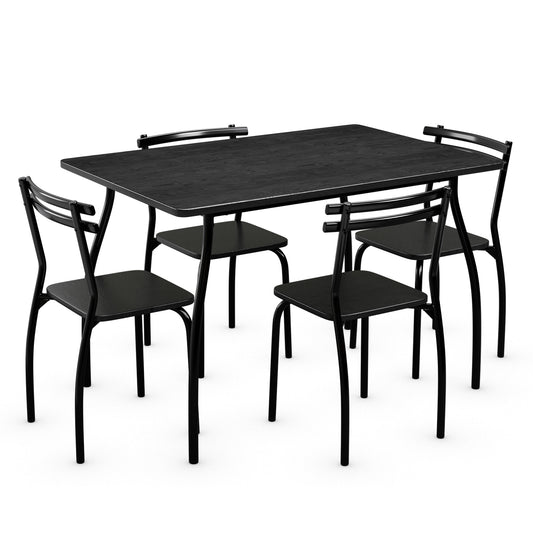 Topbuy 5 Piece Dining Table Set 4 Chairs for Kitchen Breakfast Furniture Black