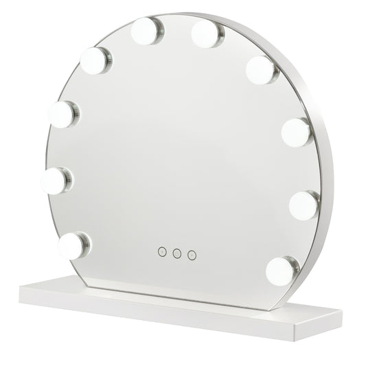 Topbuy Beauty Vanity Mirror Hollywood Style 3 Color Lighting Modes Round Makeup Table White