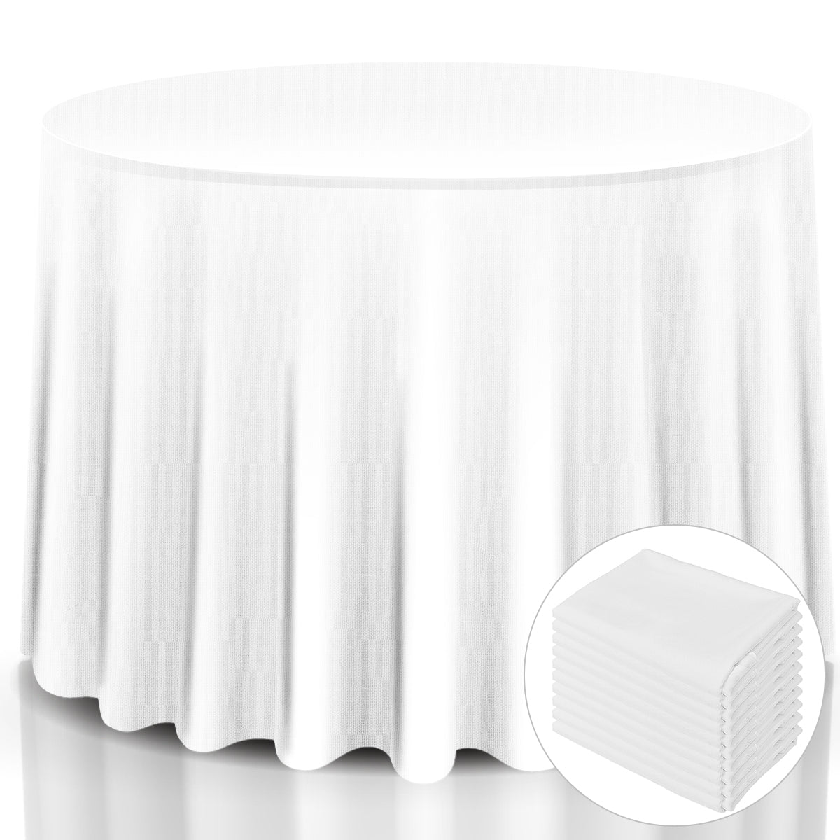 Topbuy 120'' Round Tablecloth Polyester White 10 pcs