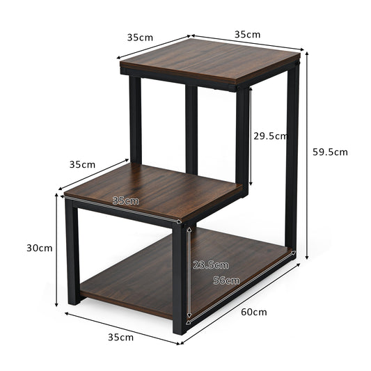 Topbuy 3-Tier End Table Side Table NightStand W/ Storage Shelf